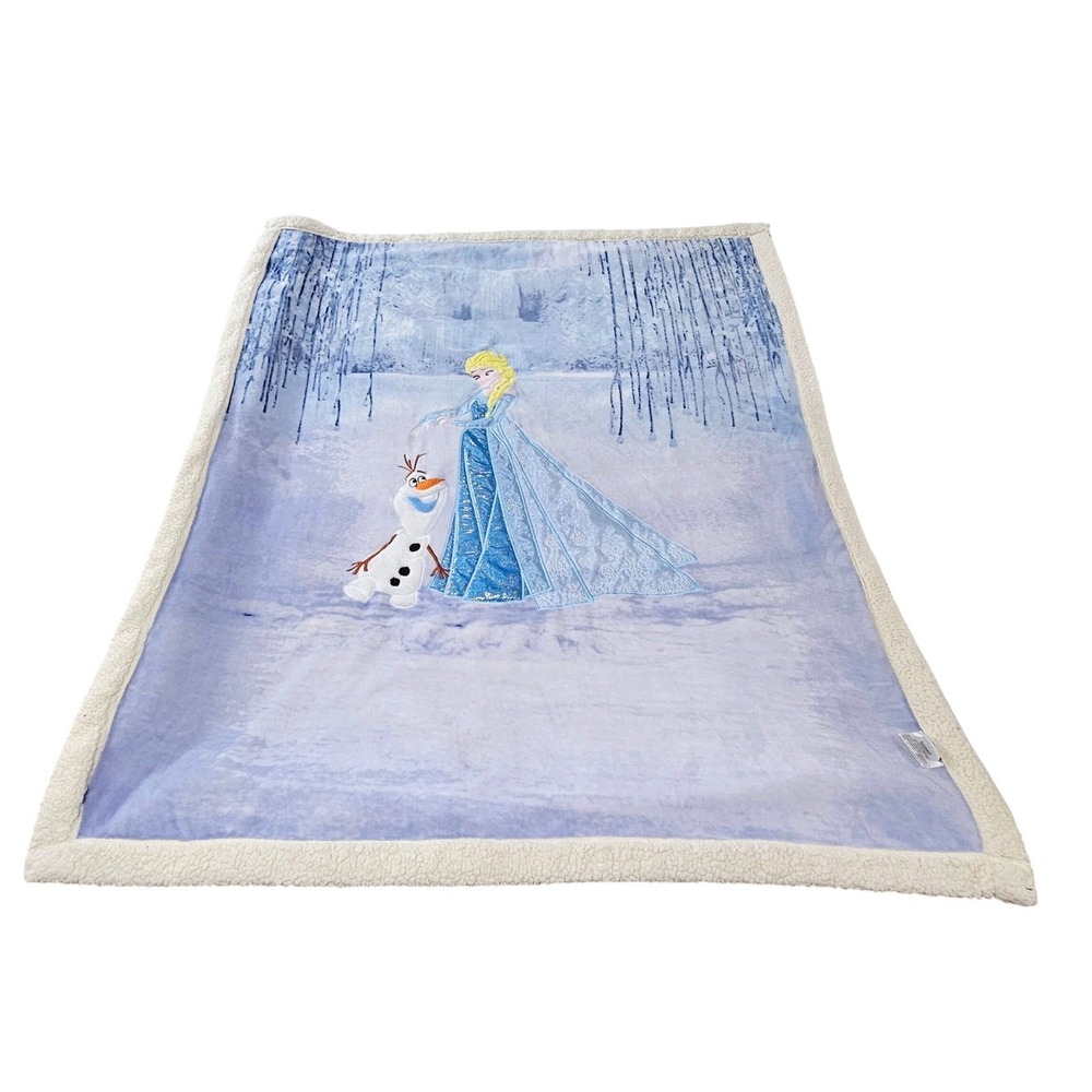 Cosusket Disney Frozen Elsa Olaf Blue Sherpa Fleece Throw Blanket 48"×58" **Read